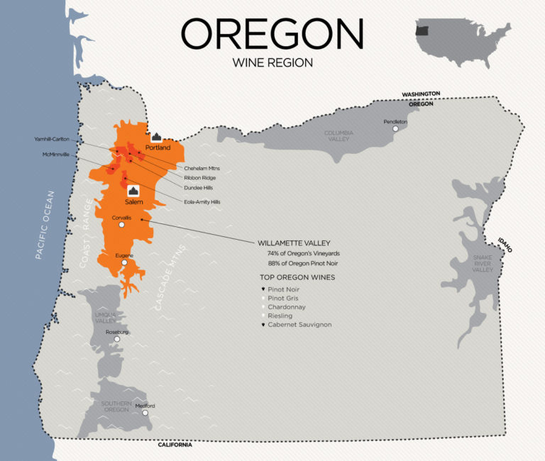 Oregon-wine-country-map - Jory House at Legacy Hill Vineyard